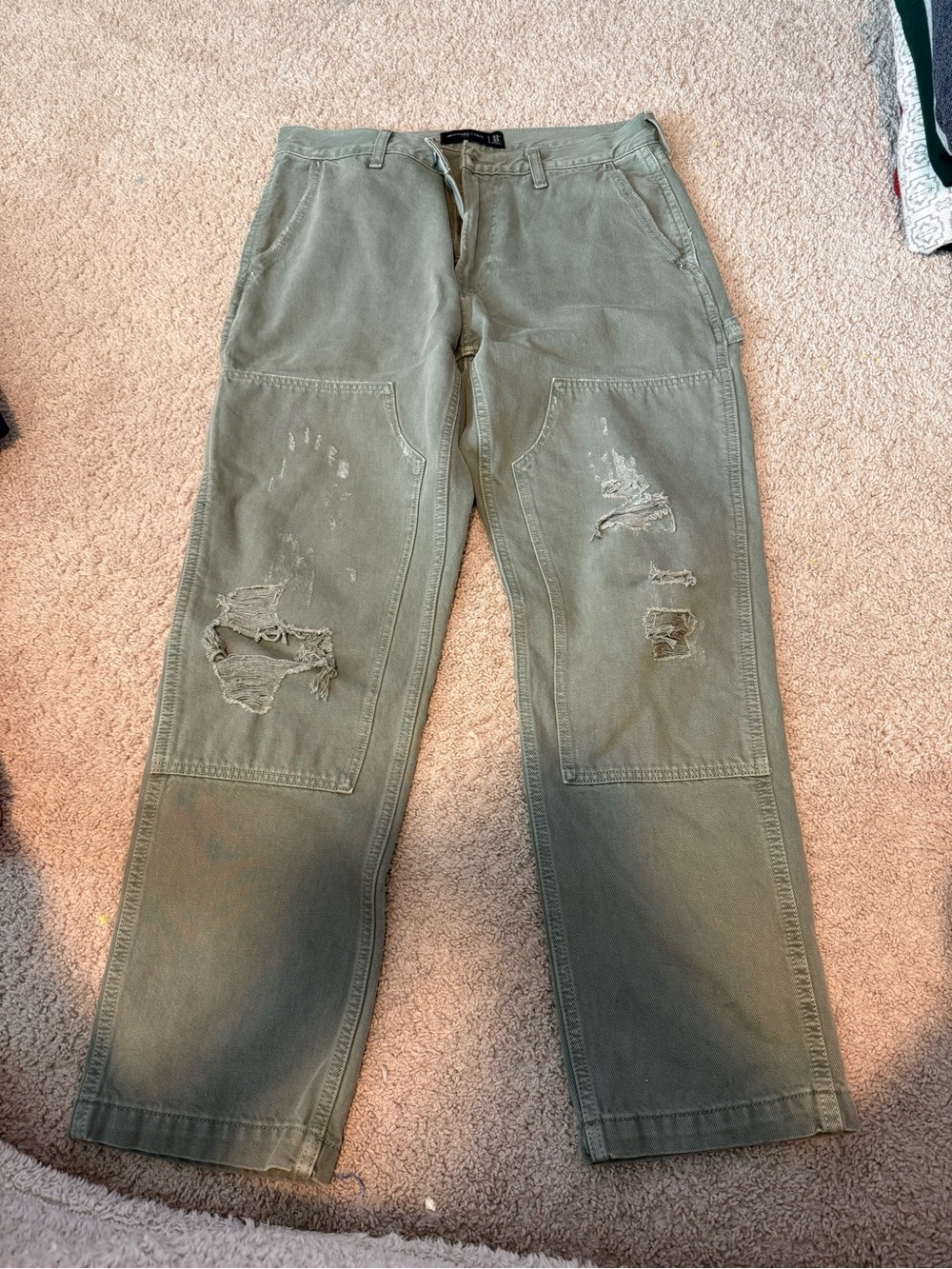 Abercrombie & Fitch Olive Green Relaxed Men’s Workwear Jeans 33x32